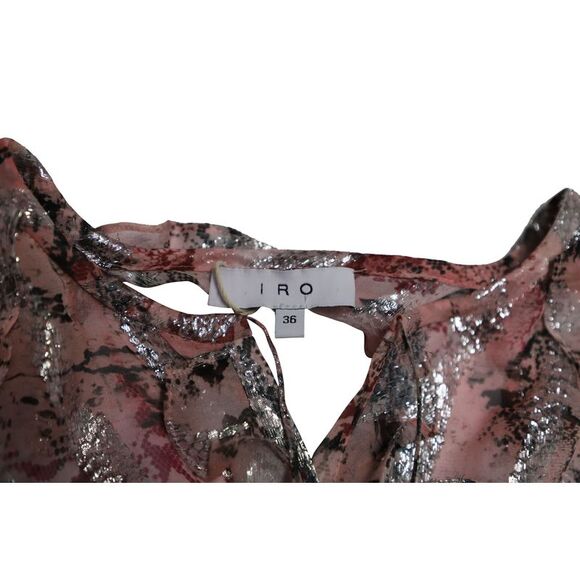 Iro Open-back Metallic Fil Coupé Chiffon Blouse in Pastel Pink Silk